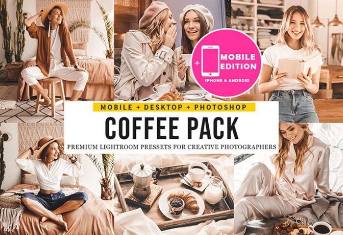 12 پریست لایت روم و پریست کمرا رو تم قهوه Coffee Lightroom Presets