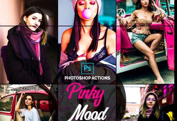 اکشن فتوشاپ تم رنگ صورتی Pinky Mood Photoshop Actions