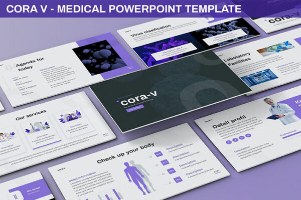 قالب آماده پاورپوینت تم پزشکی Cora V Medical Powerpoint Template