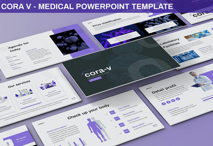 قالب آماده پاورپوینت تم پزشکی Cora V Medical Powerpoint Template