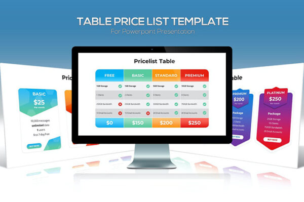 قالب آماده پاورپوینت جدول قیمت Price List Table for Powerpoint Template