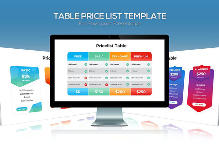 قالب آماده پاورپوینت جدول قیمت Price List Table for Powerpoint Template