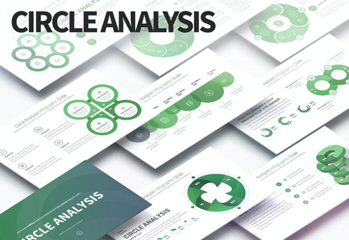 قالب حرفه ای پاورپوینت آنالیز تم دوار Circle Analysis PowerPoint Infographics Slides