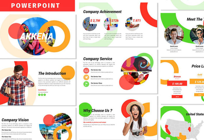 قالب حرفه ای پاورپوینت تم تجارت رنگی Akkena Business Powerpoint Template