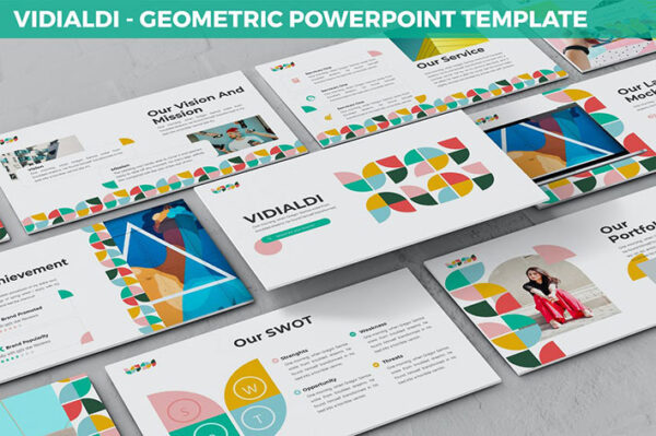 قالب پاورپوینت تم هندسی رنگی Vidialdi Powerpoint Geometric Template