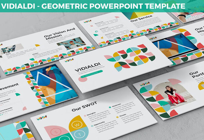 قالب پاورپوینت تم هندسی رنگی Vidialdi Powerpoint Geometric Template