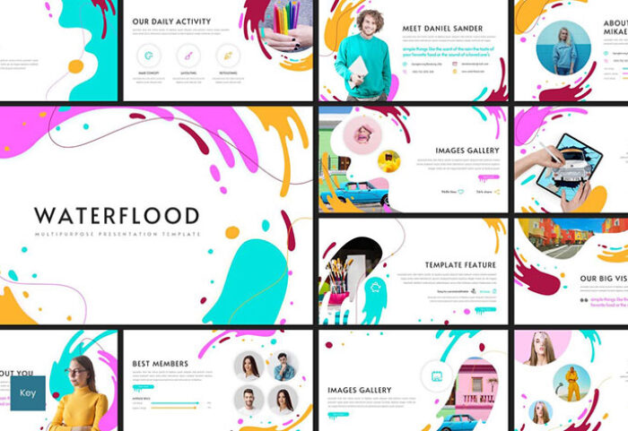 قالب پاورپوینت و گوگل اسلایدر حرفه ای Waterflood Powerpoint Keynote and Google Slides Templates