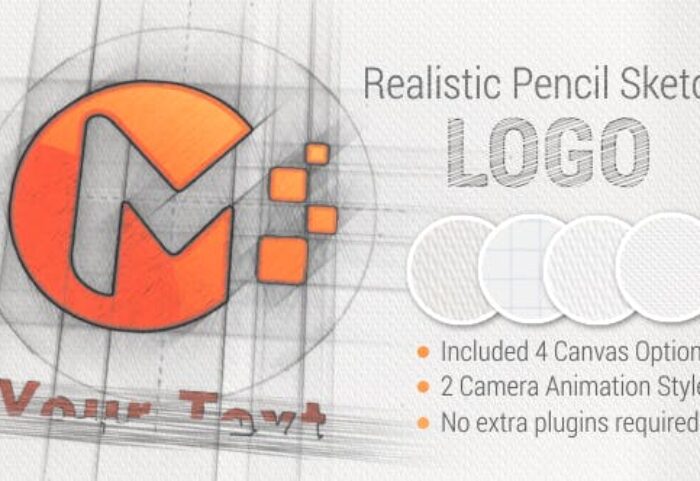 پروژه افتر افکت با موزیک نمایش لوگو طرح سیاه قلم Pencil Sketch Logo
