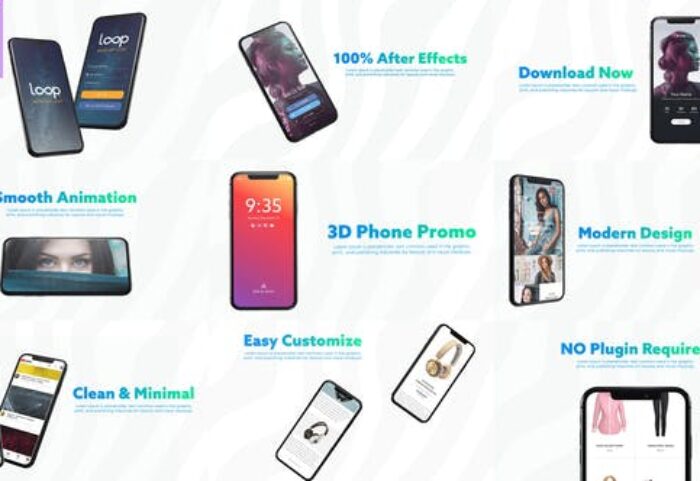 پروژه افترافکت با موزیک تیزر 3 بعدی معرفی موبایل 3D Smartphone Presentation for After Effects