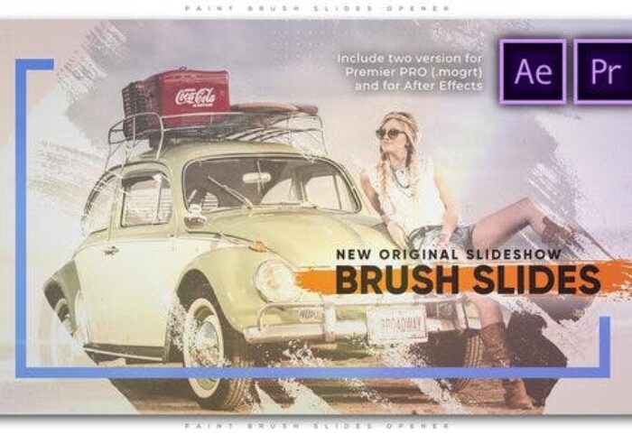 پروژه پریمیر اسلایدشو با موزیک افکت برس رنگ Paint Brush Slides Opener