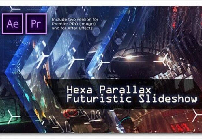 پروژه پریمیر اسلایدشو با موزیک افکت پارالاکس هشت ضلعی Hexa Parallax Futuristic Slideshow