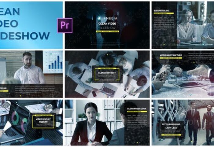 پروژه پریمیر با موزیک معرفی شرکت Clean Video Slideshow Premiere Pro