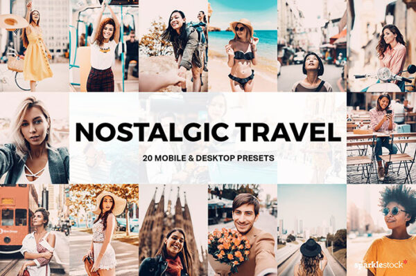 20 پریست لایت روم دسکتاپ و موبایل و لات رنگی Nostalgic Travel Lightroom Presets and LUTs