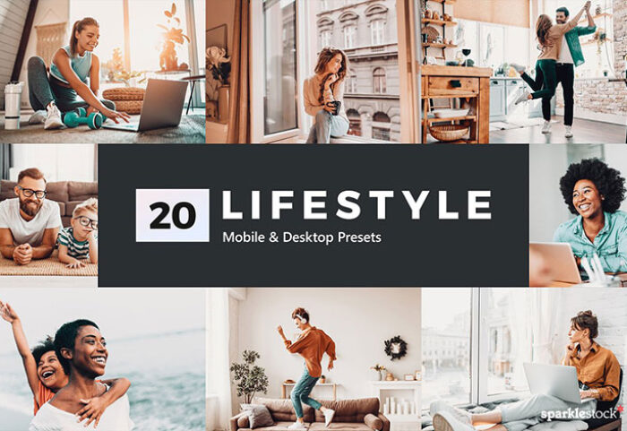 20 پریست لایت روم و پریست کمرا راو و لات رنگی Lifestyle Lightroom Presets LUTs