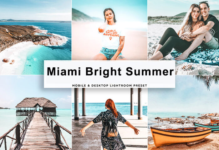 90 پریست لایت روم و پریست کمرا راو و لات رنگی Miami Bright Summer Photo Filters