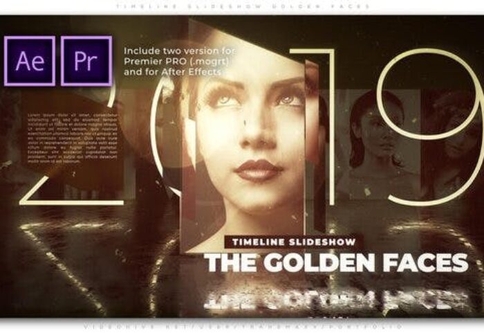 پروژه اسلایدشو آماده پریمیر تم طلایی Timeline Slideshow Golden Faces