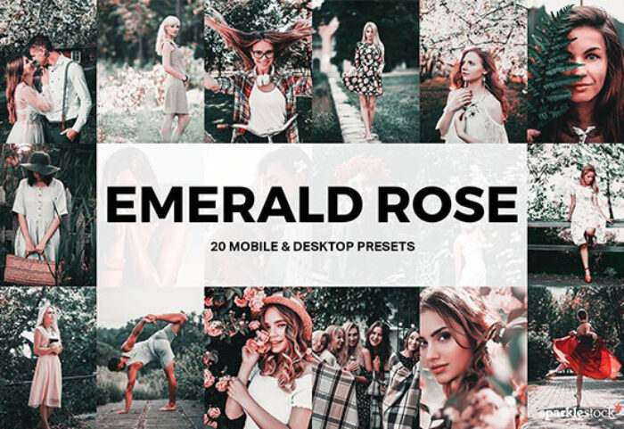پریست لایت روم حرفه ای و لات رنگی Emerald Rose Lightroom Presets and LUTs