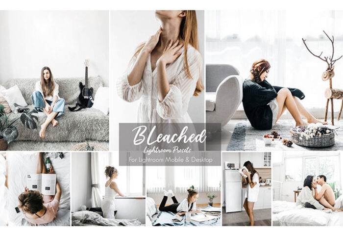 پریست لایت روم دسکتاپ و موبایل تم سفید Bleached Lightroom Preset