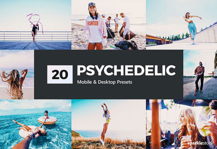 20 پریست لایت روم و پریست کمرا راو و لات رنگی Psychedelic Lightroom Presets