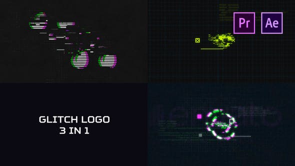 پروژه پریمیر با موزیک لوگو افکت طراحی دستی رنگی Drawing Logo Premiere Pro 3 پروژه لوگو پریمیر با موزیک افکت نویز و قطعی گلیچ Glitch Logo Pack