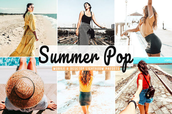 34 پریست لایت روم و Camera Raw و اکشن فتوشاپ تابستان رویایی Summer Pop Mobile & Desktop Lightroom Presets