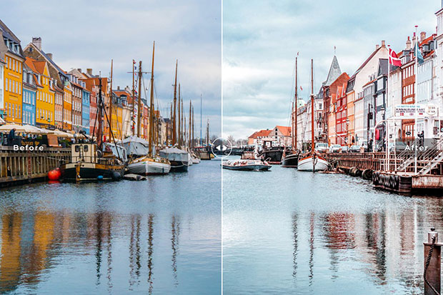 34 پریست لایت روم و پریست CameraRaw تم دانمارک Denmark Pro Lightroom Presets