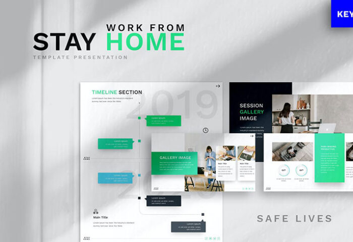 تم پاورپوینت و گوگل اسلایدر تم در خانه بمانیم Stay at Home Powerpoint, Keynote, Googleslides