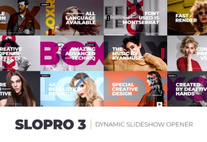 پروژه آماده افتر افکت رزولوشن 4K با موزیک اسلایدشو مدرن Dynamic Slides