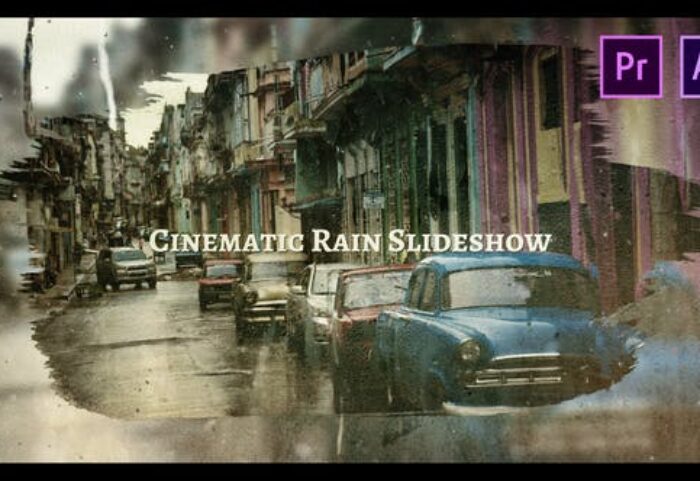 پروژه پریمیر اسلایدشو با موزیک افکت شیشه باران زده Cinematic Rain Slideshow