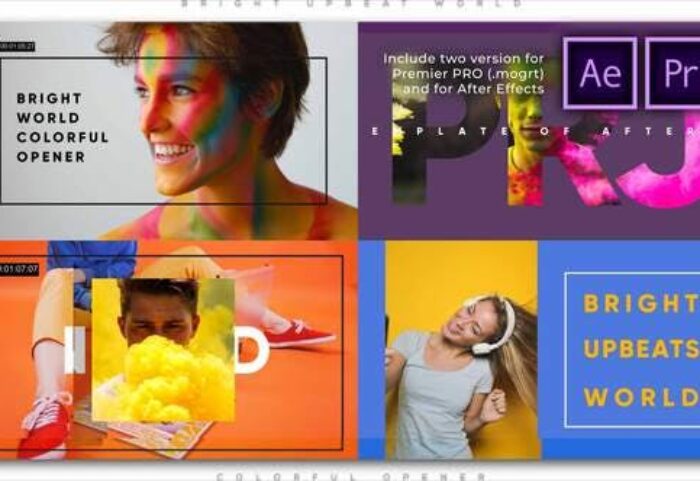 پروژه پریمیر اسلایدشو رنگارنگ با موزیک Bright Upbeat World Colorful Opener