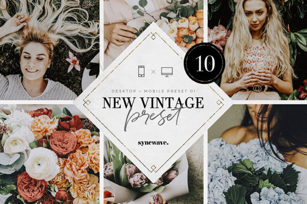 پریست لایت روم حرفه ای دسکتاپ و موبایل New Vintage Lightroom Preset Bundle
