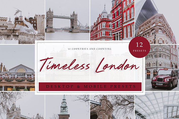 12 پریست لایت روم حرفه ای تم رنگی لندن Timeless London Lightroom Presets 12 پریست لایت روم حرفه ای تم رنگی لندن Timeless London Lightroom Presets