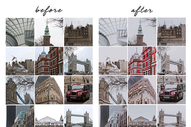 12 پریست لایت روم حرفه ای تم رنگی لندن Timeless London Lightroom Presets 12 پریست لایت روم حرفه ای تم رنگی لندن Timeless London Lightroom Presets
