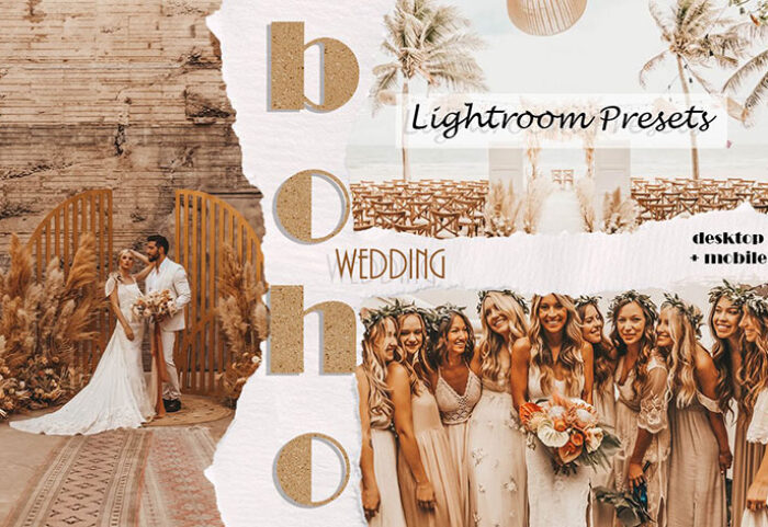 20 پریست حرفه ای لایت روم عروسی Boho Wedding Lightroom Presets