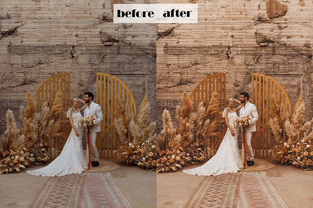 20 پریست حرفه ای لایت روم عروسی Boho Wedding Lightroom Presets