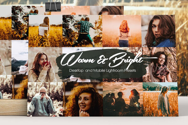 28 پریست لایت روم حرفه ای دسکتاپ و موبایل Warm and Bright Lightroom Presets
