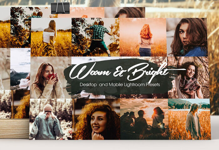 28 پریست لایت روم حرفه ای دسکتاپ و موبایل Warm and Bright Lightroom Presets