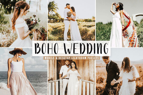 40 پریست لایت روم و Camera Raw و اکشن فتوشاپ عروسی Boho Wedding Lightroom Presets