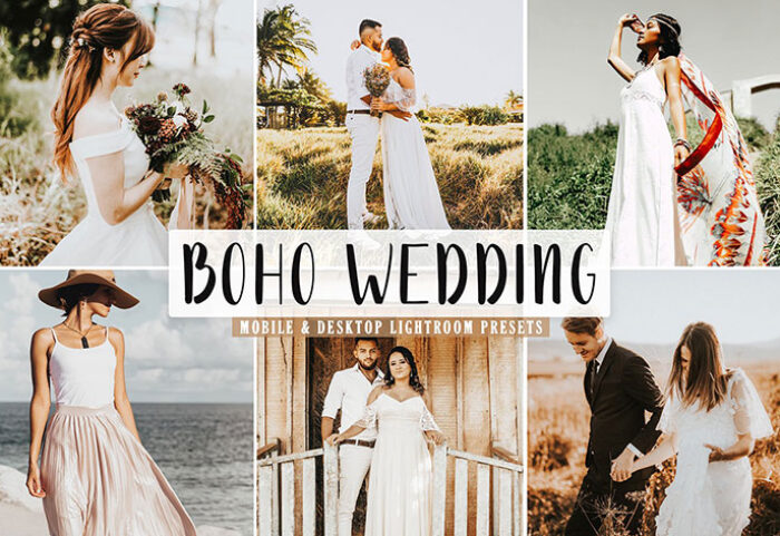 40 پریست لایت روم و Camera Raw و اکشن فتوشاپ عروسی Boho Wedding Lightroom Presets