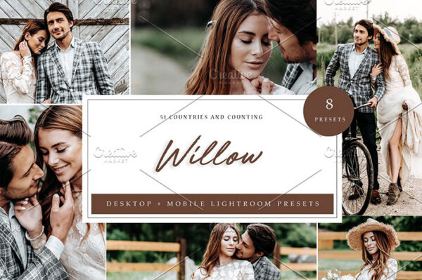 پریست لایت روم حرفه ای تم عاشقانه Willow Lightroom Presets