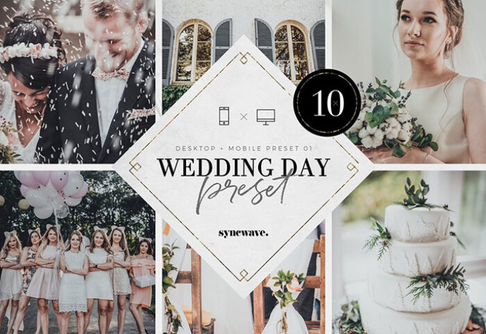 10 پریست لایت روم حرفه ای تم روز عروسی Wedding Day Lightroom Presets Bundle