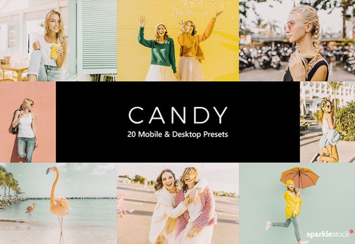 20 پریست لایت روم و پریست کمرا راو و لات رنگی تم نباتی Candy Lightroom Presets & LUTs