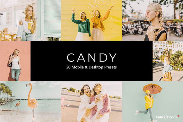 20 پریست لایت روم و پریست کمرا راو و لات رنگی تم نباتی Candy Lightroom Presets & LUTs 20 پریست لایت روم و پریست کمرا راو و لات رنگی تم نباتی Candy Lightroom Presets & LUTs
