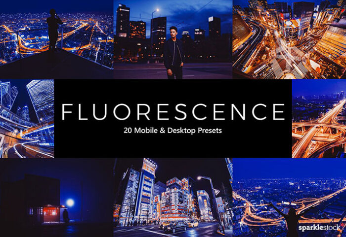 20 پریست لایت روم و پریست کمرا راو و لات رنگی تم نور ماهتابی Fluorescence LR Presets