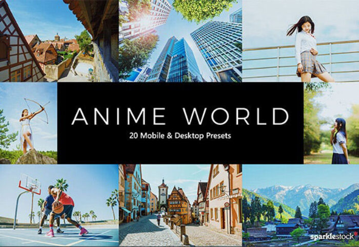 20 پریست لایت روم و پریست کمرا راو و لات رنگی دنیای پر تحرک Anime World Lightroom Presets & LUTs