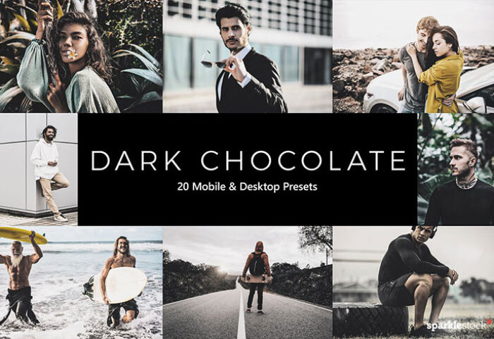 20 پریست لایت روم و پریست کمرا راو و لات رنگی شکلاتی تیره Dark Chocolate LR Presets