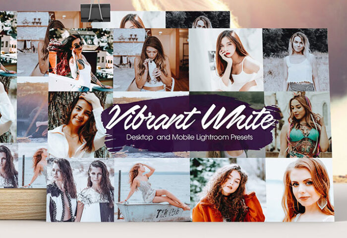 28 پریست لایت روم حرفه ای تم سفید پر انرژی Vibrant White Lightroom Presets