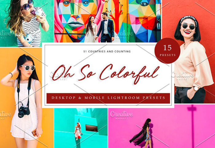 30 پریست لایت روم حرفه ای تم رنگی Lightroom Presets Oh!So Colorful