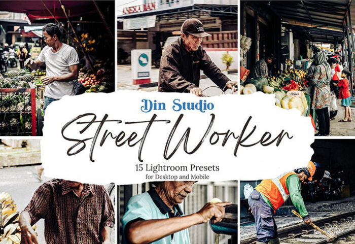 30 پریست لایت روم حرفه ای تم کار خیابانی Street Worker Lightroom Presets