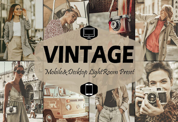 36 پریست لایت روم حرفه ای افکت قدیمی Vintage Mobile & Desktop Lightroom Presets retro presets